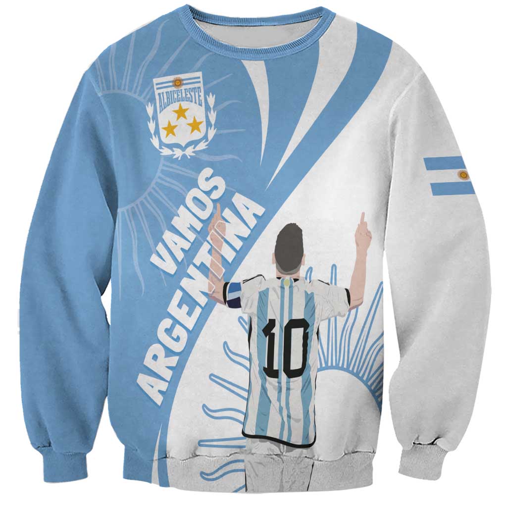 Unisex sky blue and gray Argentina soccer graphic sweatshirt, crewneck, long sleeves