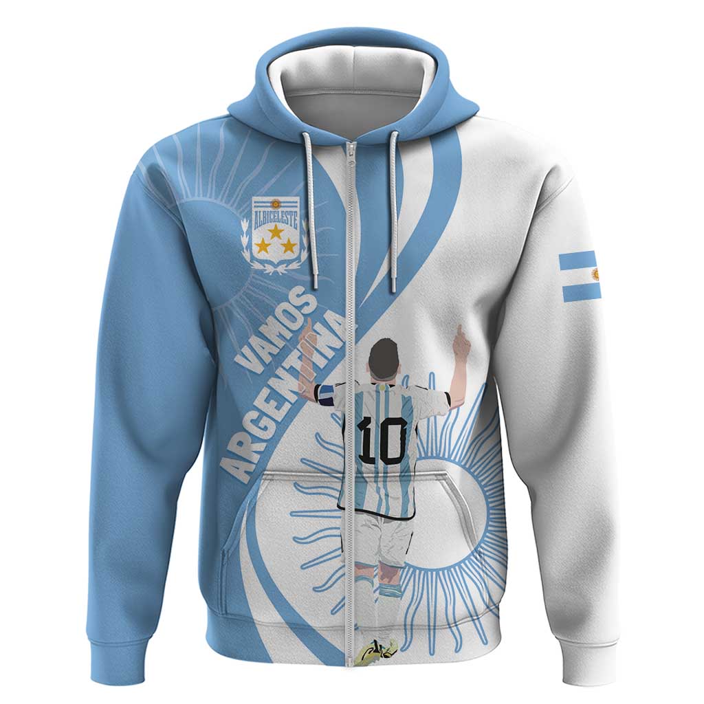 Argentina La Albiceleste Custom Zip Hoodie Vamos Argentina - Wonder Print Shop