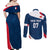 Personalised France Rugby Couples Matching Off Shoulder Maxi Dress and Long Sleeve Button Shirts World Cup Les Blues Curves Style LT7 - Wonder Print Shop