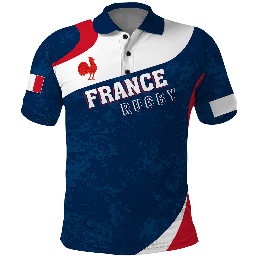 Personalised France Rugby Polo Shirt World Cup Les Blues Curves Style - Wonder Print Shop