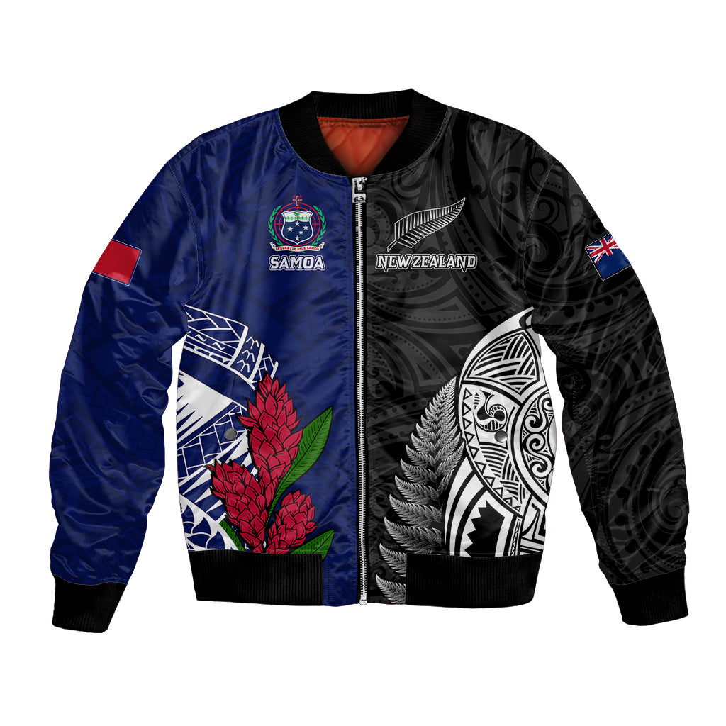 Personalised New Zealand Vs Samoa Rugby Bomber Jacket Go Champions LT7 - Wonder Print Shop