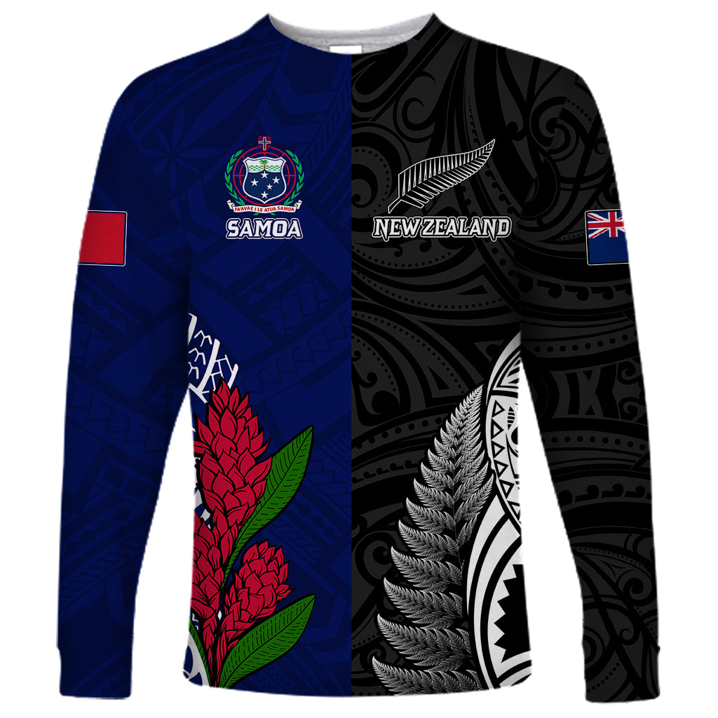 Personalised New Zealand Vs Samoa Rugby Long Sleeve Shirt Go Champions - Wonder Print Shop