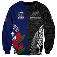 Unisex rugby sweatshirt in dark blue and black with Samoa and New Zealand emblems