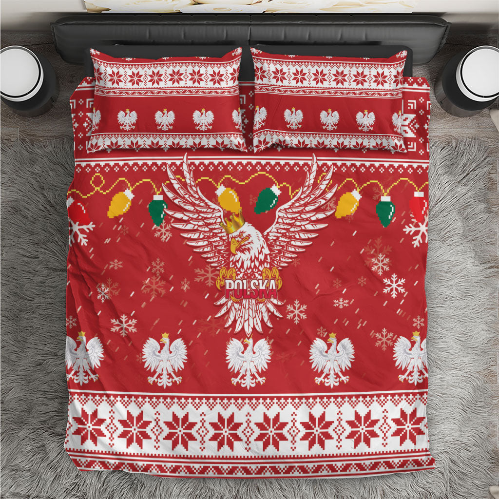Polska Wesołych Swiat White Eagle Bedding Set Snow Theme