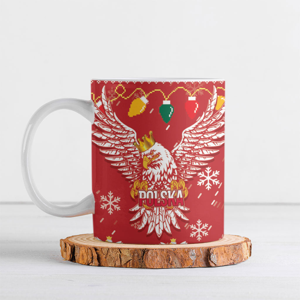 Polska Wesołych Swiat White Eagle Ceramic Mug Snow Theme