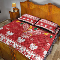 Polska Wesołych Swiat White Eagle Quilt Bed Set Snow Theme