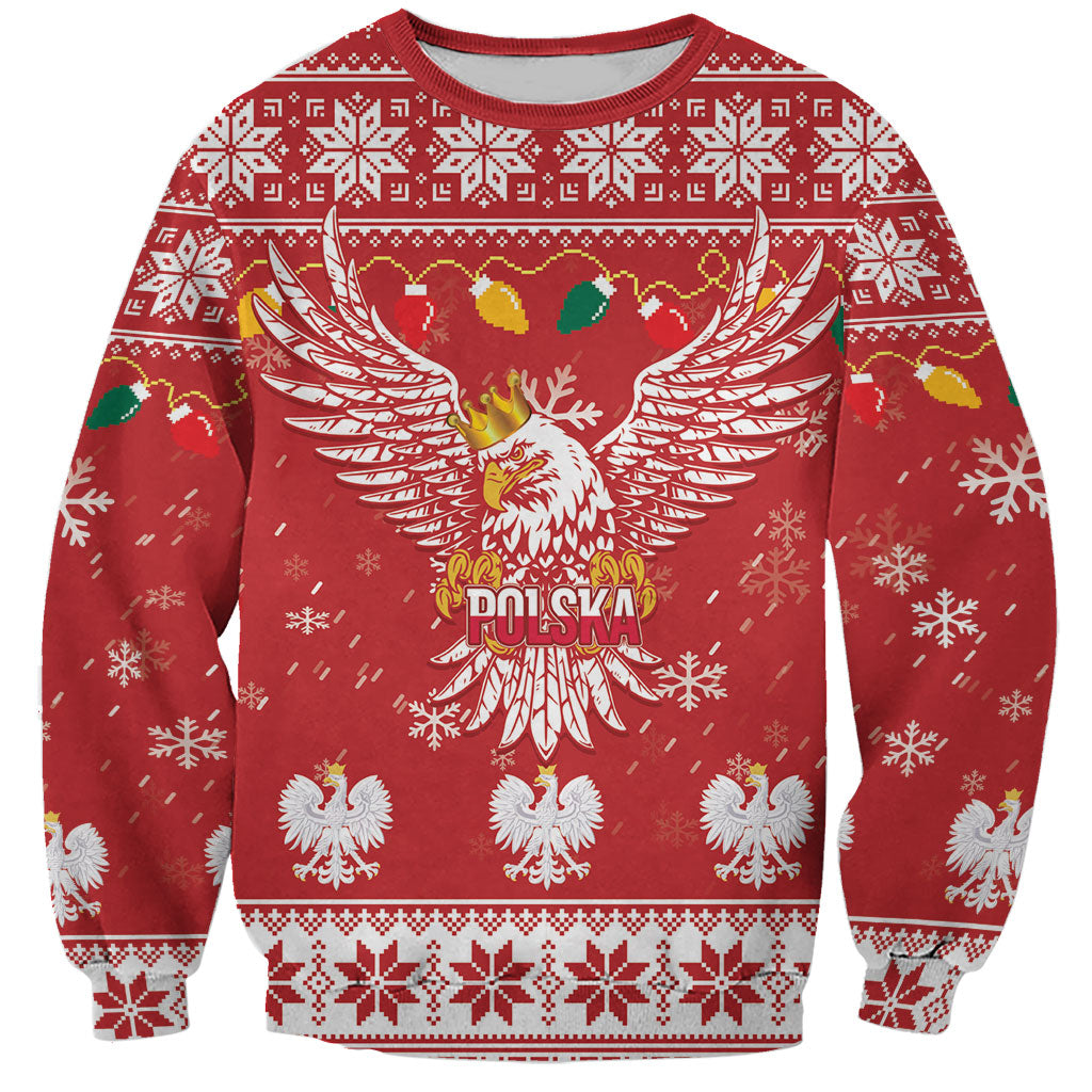 Polska Wesołych Swiat White Eagle Sweatshirt Snow Theme