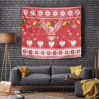 Polska Wesołych Swiat White Eagle Tapestry Snow Theme