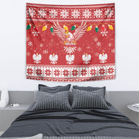 Polska Wesołych Swiat White Eagle Tapestry Snow Theme