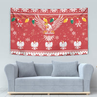 Polska Wesołych Swiat White Eagle Tapestry Snow Theme
