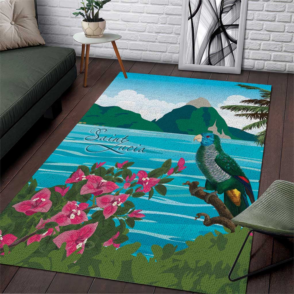 Saint Lucia Island Area Rug Pitons Landscape