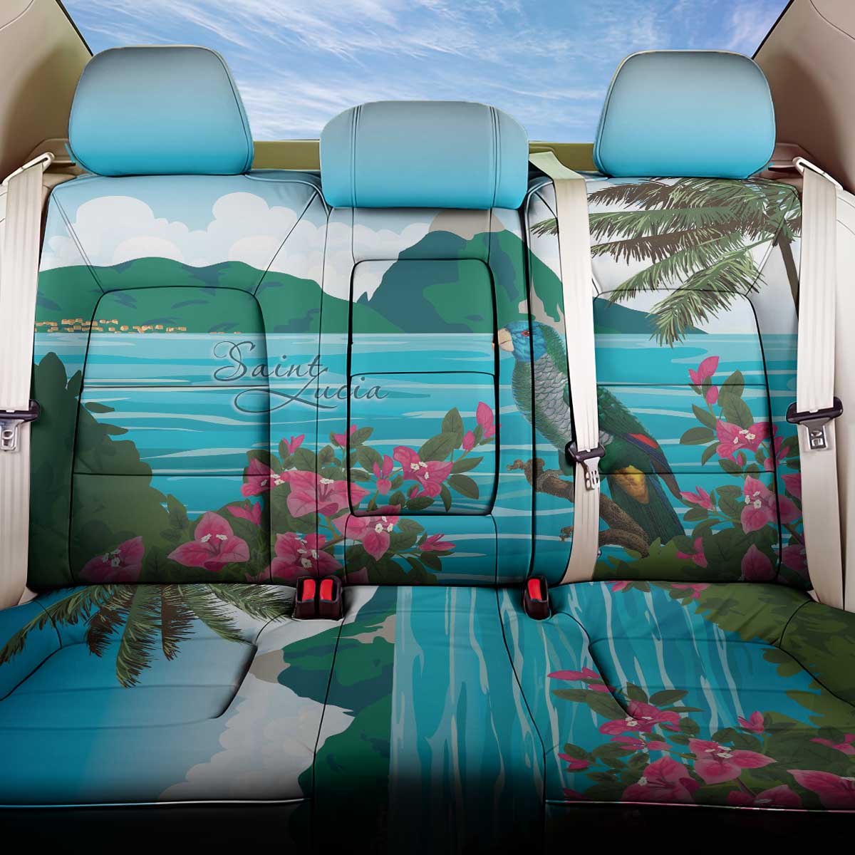 Saint Lucia Island Back Car Seat Cover Pitons Landscape