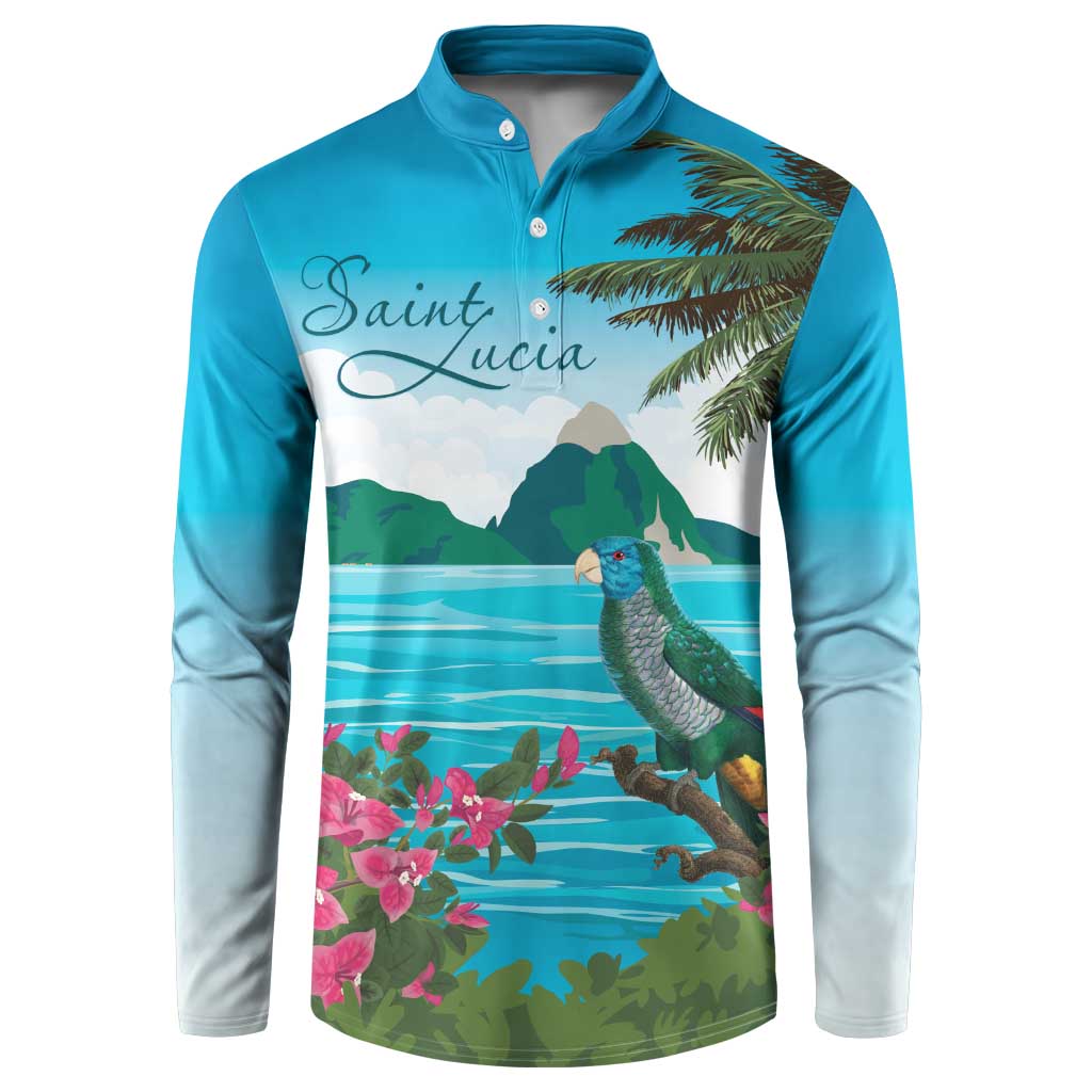 Saint Lucia Island Button Sweatshirt Pitons Landscape