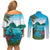 Saint Lucia Island Couples Matching Off Shoulder Short Dress and Long Sleeve Button Shirt Pitons Landscape