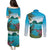 Saint Lucia Island Couples Matching Puletasi and Long Sleeve Button Shirt Pitons Landscape