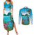 Saint Lucia Island Couples Matching Summer Maxi Dress and Long Sleeve Button Shirt Pitons Landscape