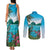 Saint Lucia Island Couples Matching Tank Maxi Dress and Long Sleeve Button Shirt Pitons Landscape