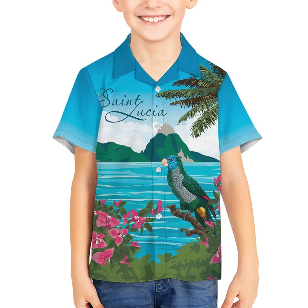 Saint Lucia Island Kid Hawaiian Shirt Pitons Landscape