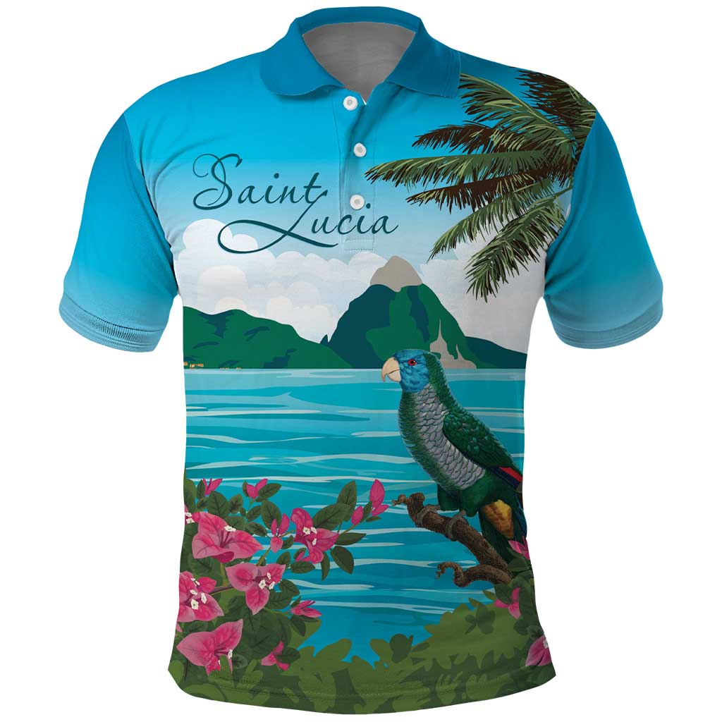 Saint Lucia Island Polo Shirt Pitons Landscape