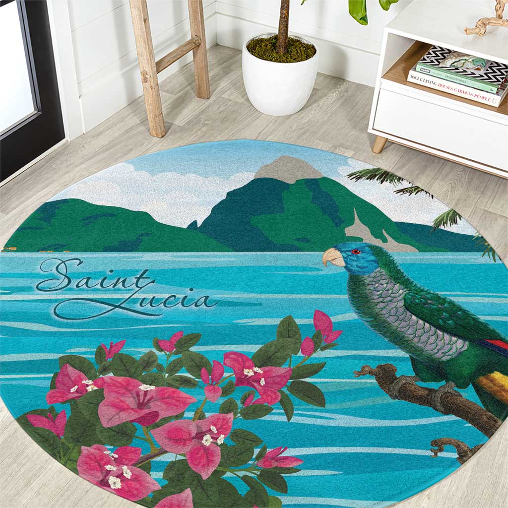 Saint Lucia Island Round Carpet Pitons Landscape