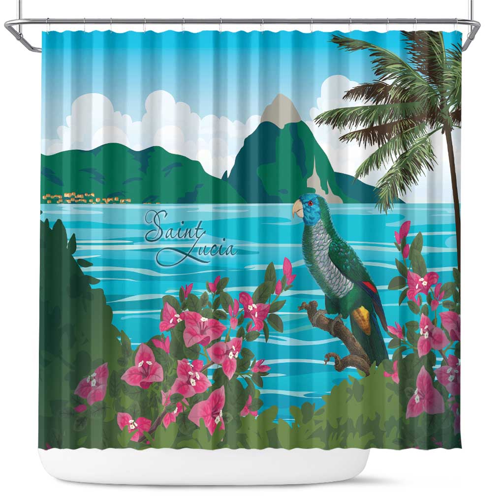 Saint Lucia Island Shower Curtain Pitons Landscape