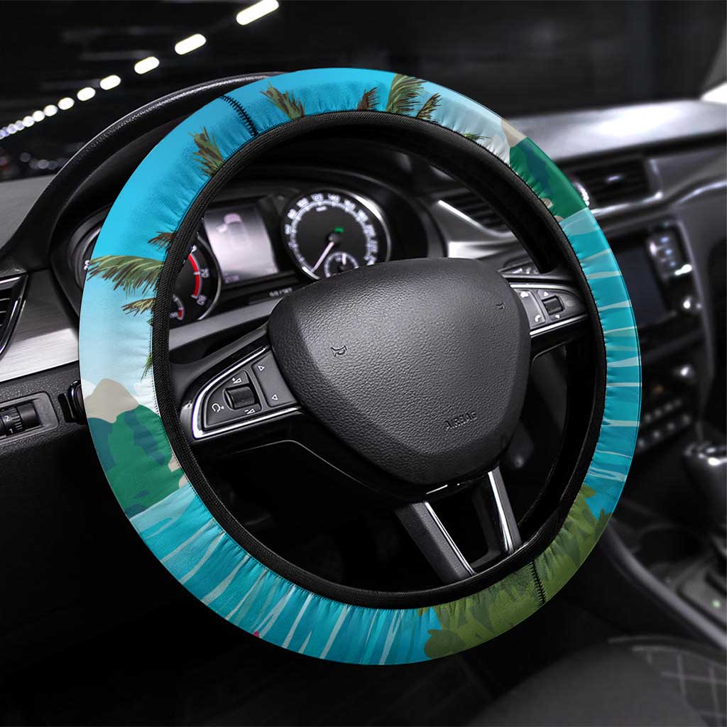 Saint Lucia Island Steering Wheel Cover Pitons Landscape