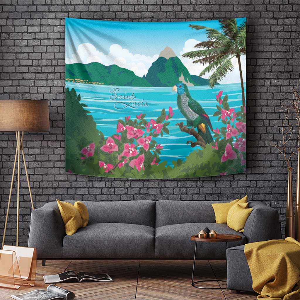 Saint Lucia Island Tapestry Pitons Landscape