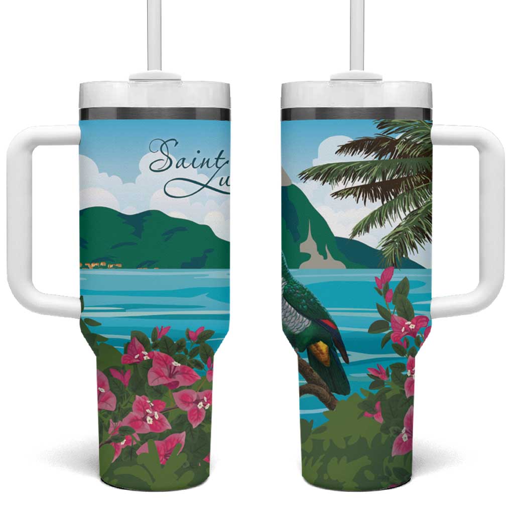 Saint Lucia Island Tumbler With Handle Pitons Landscape