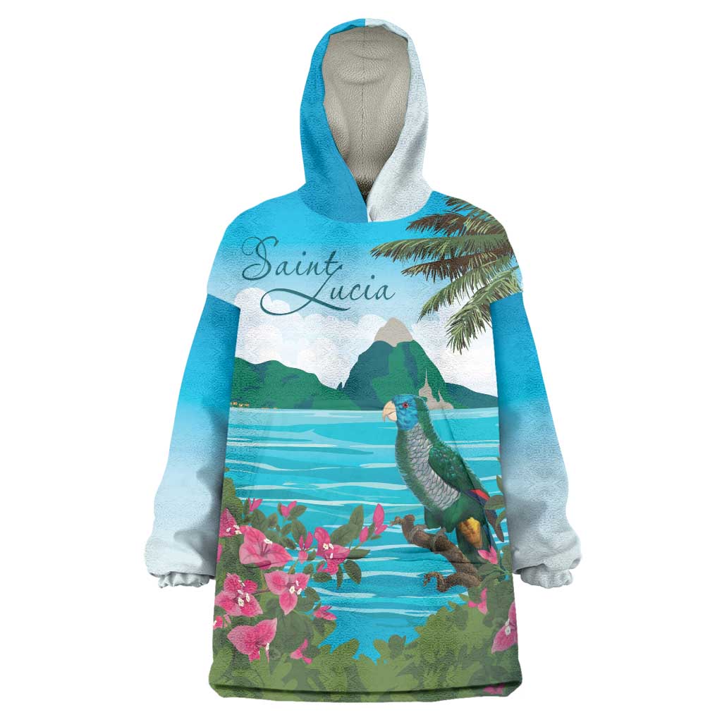 Saint Lucia Island Wearable Blanket Hoodie Pitons Landscape