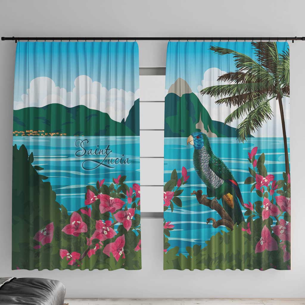 Saint Lucia Island Window Curtain Pitons Landscape