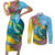 Saint Lucia Couples Matching Short Sleeve Bodycon Dress and Long Sleeve Button Shirt Tropical Vibes