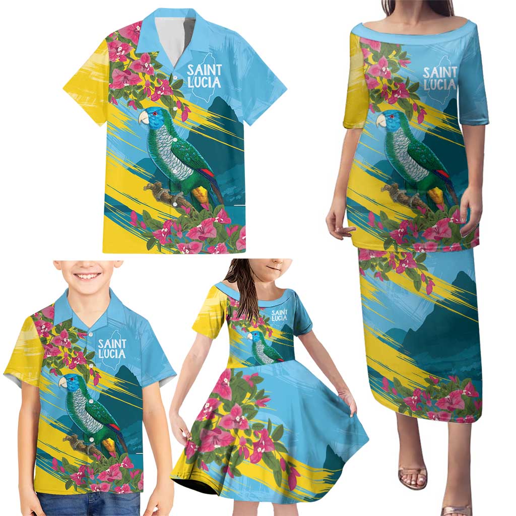 Saint Lucia Family Matching Puletasi and Hawaiian Shirt Tropical Vibes