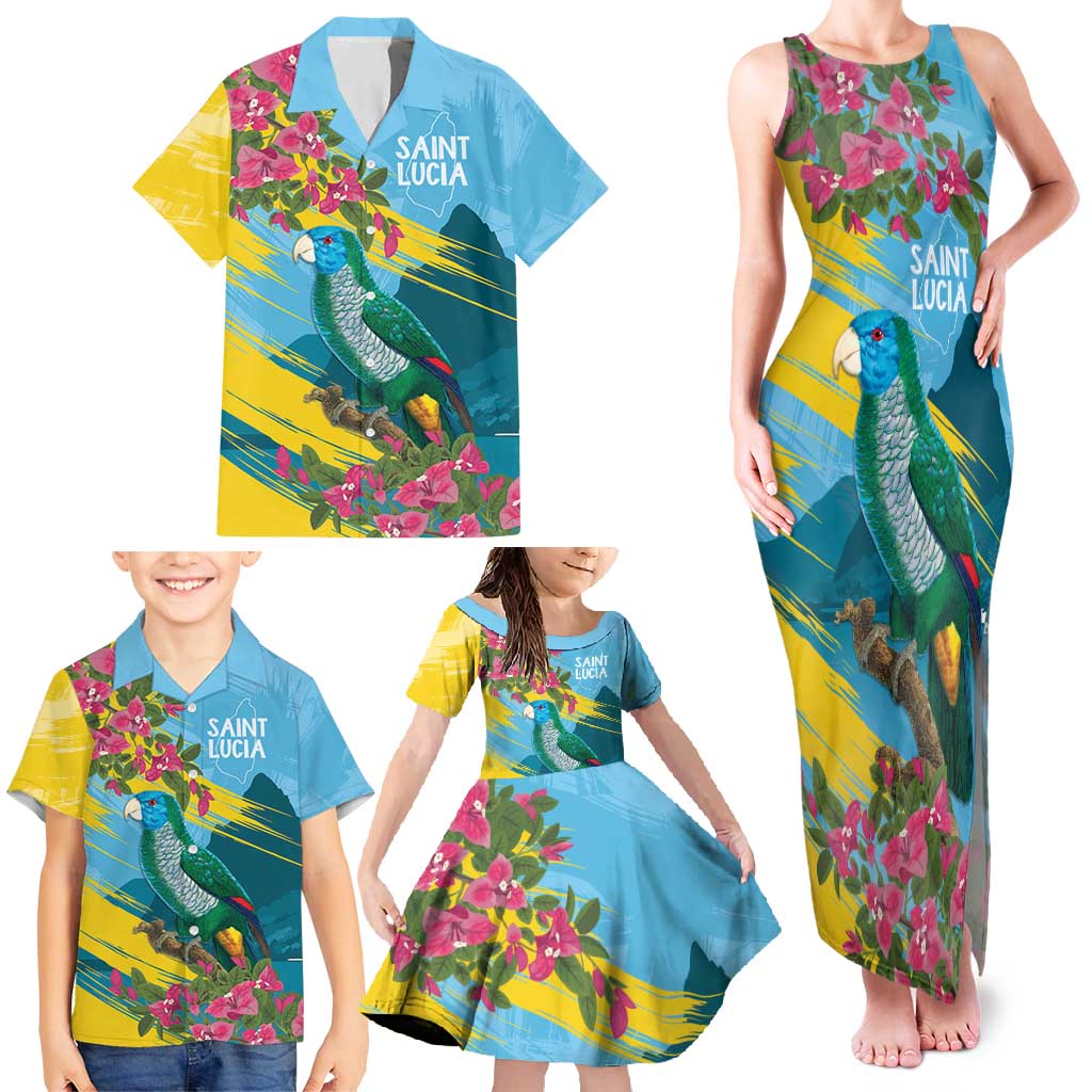 Saint Lucia Family Matching Tank Maxi Dress and Hawaiian Shirt Tropical Vibes