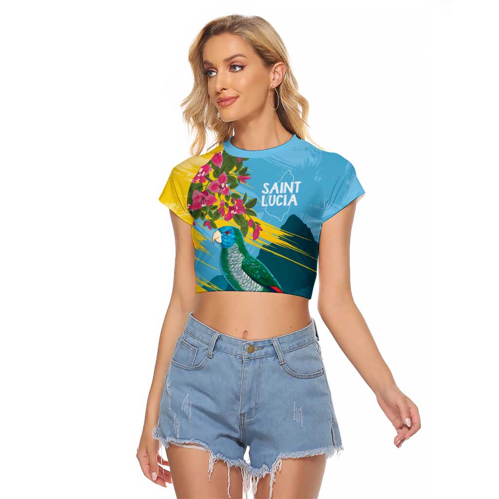 Saint Lucia Raglan Cropped T Shirt Tropical Vibes