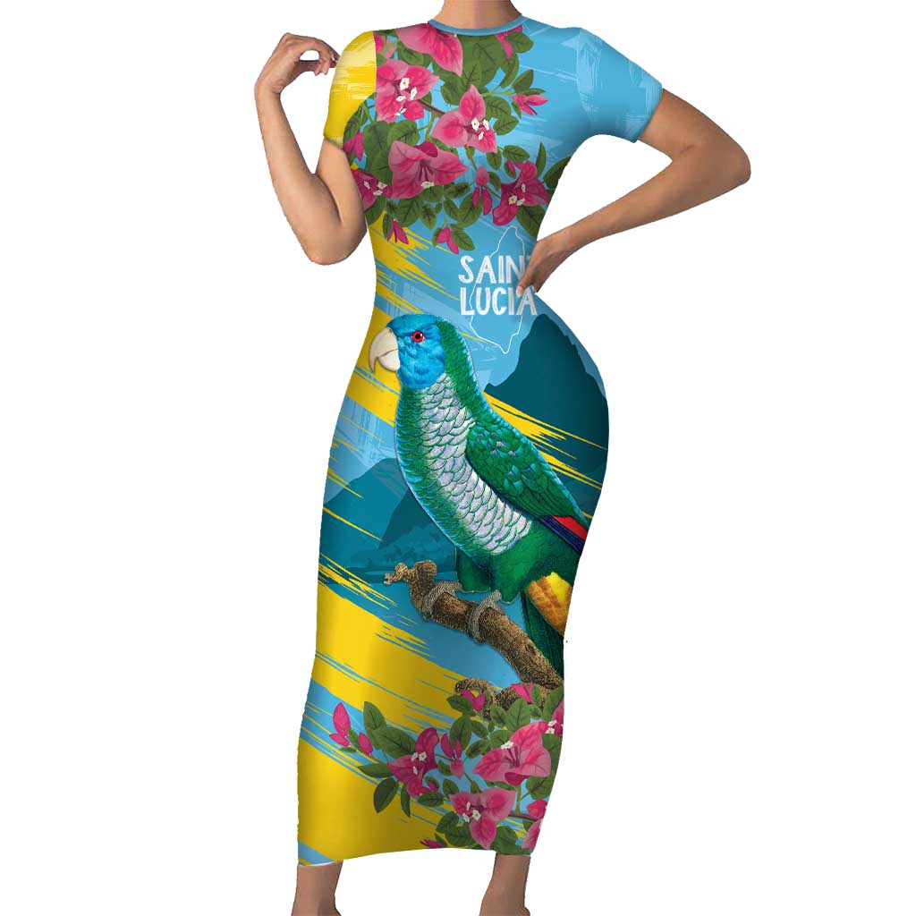 Saint Lucia Short Sleeve Bodycon Dress Tropical Vibes