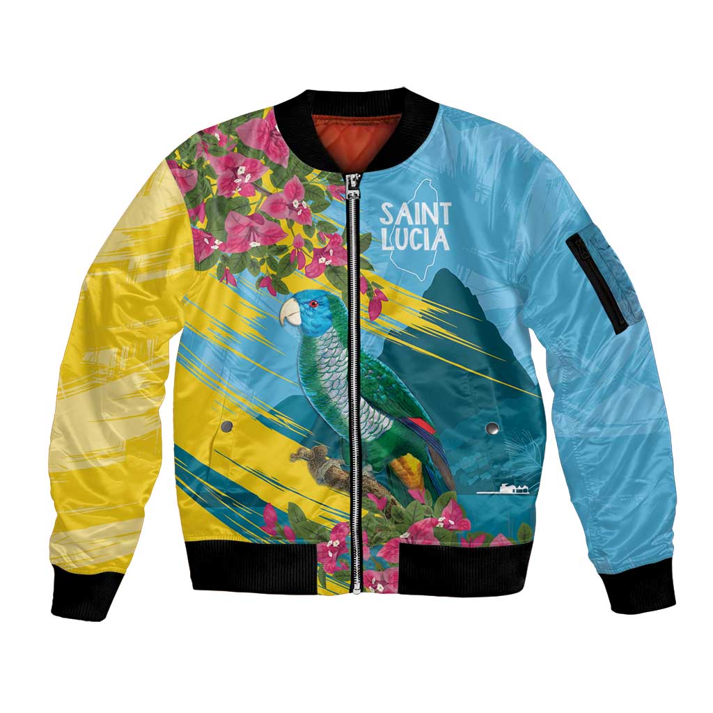 Saint Lucia Sleeve Zip Bomber Jacket Tropical Vibes