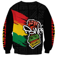 Black unisex sweatshirt with back fist graphic and 'Power to the People' print