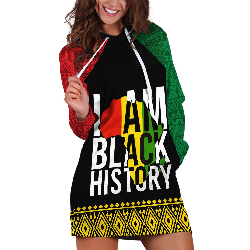 Juneteenth Hoodie Dress Mix African Pattern - I Am Black History - Wonder Print Shop