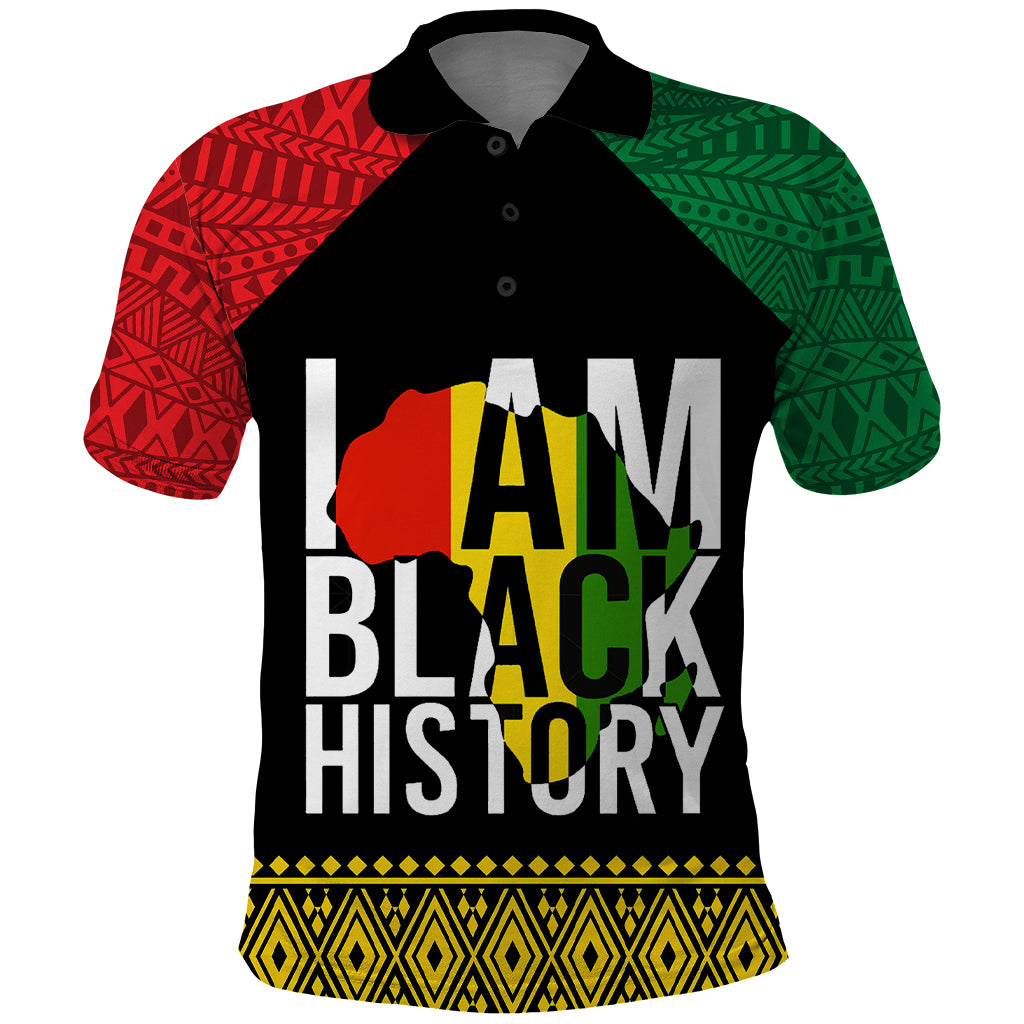 Juneteenth Polo Shirt Mix African Pattern I Am Black History - Wonder Print Shop