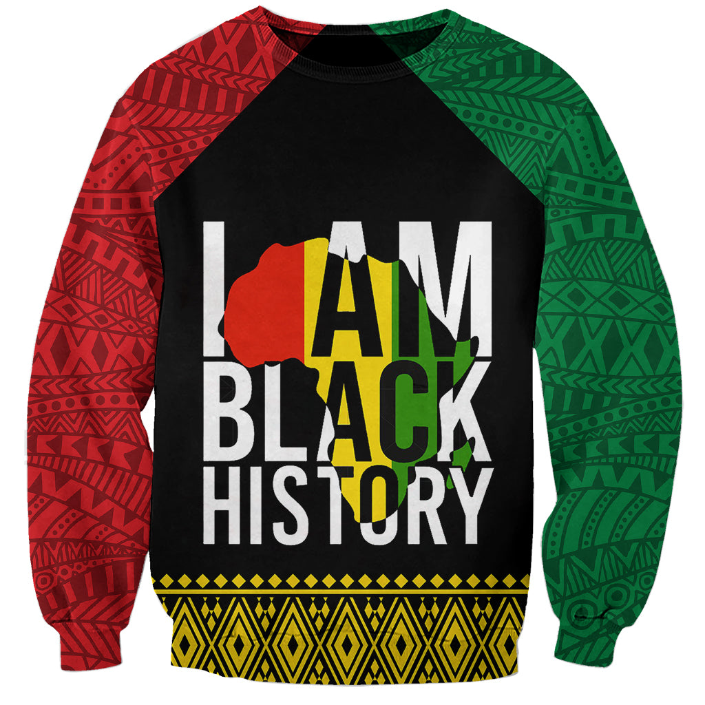 Juneteenth Sweatshirt Mix African Pattern - I Am Black History - Wonder Print Shop