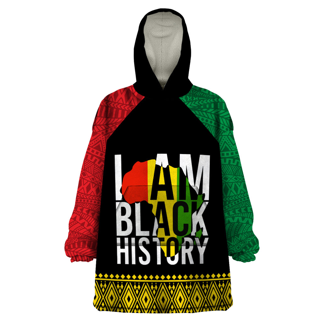 Juneteenth Wearable Blanket Hoodie Mix African Pattern - I Am Black History - Wonder Print Shop