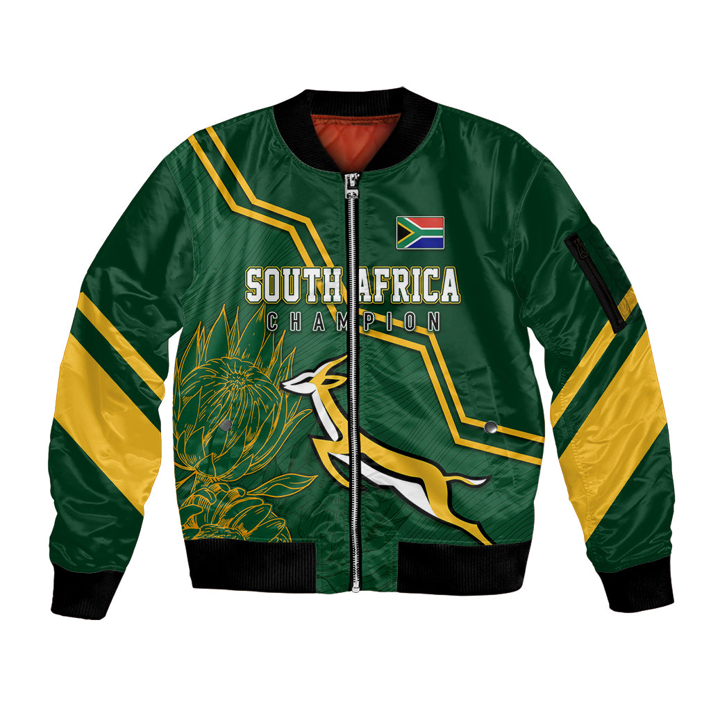 South Africa Rugby 2023 Sleeve Zip Bomber Jacket Champions GO Bokke - Wonder Print Shop