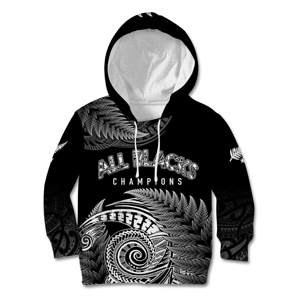 New Zealand Rugby 2023 Kid Hoodie Aotearoa Silver Ferns Champions - Wonder Print Shop