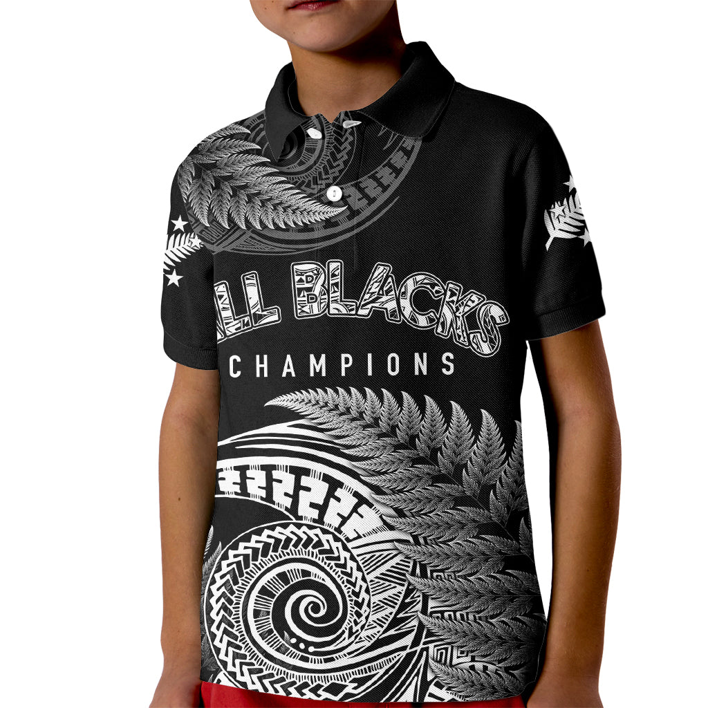 New Zealand Rugby 2023 Kid Polo Shirt Aotearoa Silver Ferns Champions - Wonder Print Shop