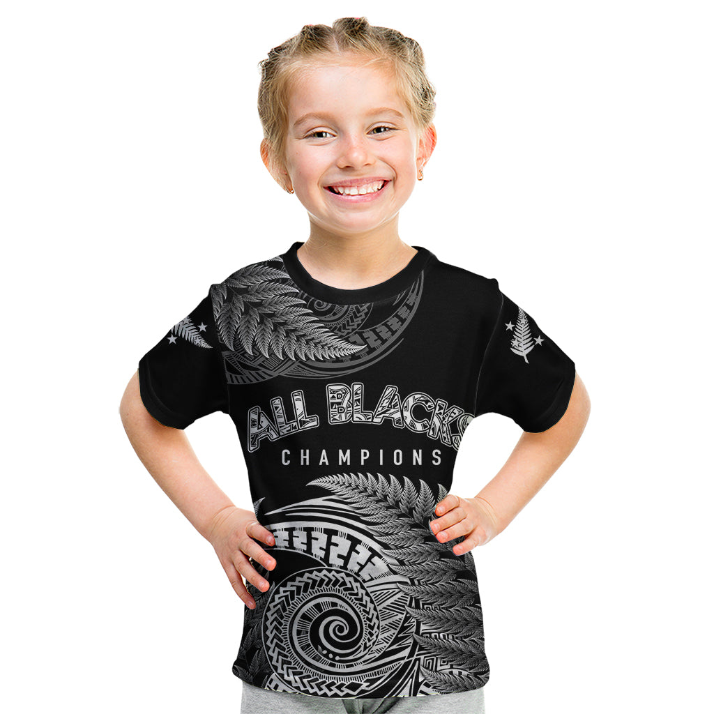 New Zealand Rugby 2023 Kid T Shirt Aotearoa Silver Ferns Champions - Wonder Print Shop