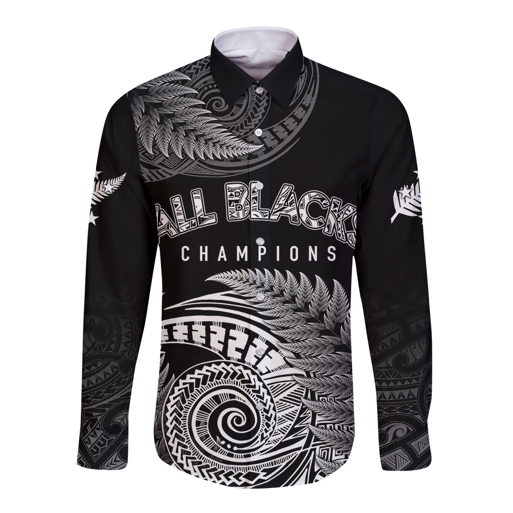 New Zealand Rugby 2023 Long Sleeve Button Shirt Aotearoa Silver Ferns Champions - Wonder Print Shop