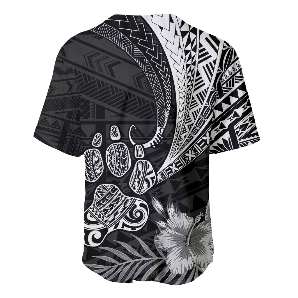 Black Polynesian baseball jersey with cactus and white tribal geometric patterns