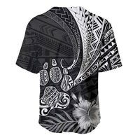 Black Polynesian baseball jersey with cactus and white tribal geometric patterns