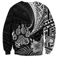 Black sweatshirt with Polynesian tribal patterns and cactus-and-feather motif