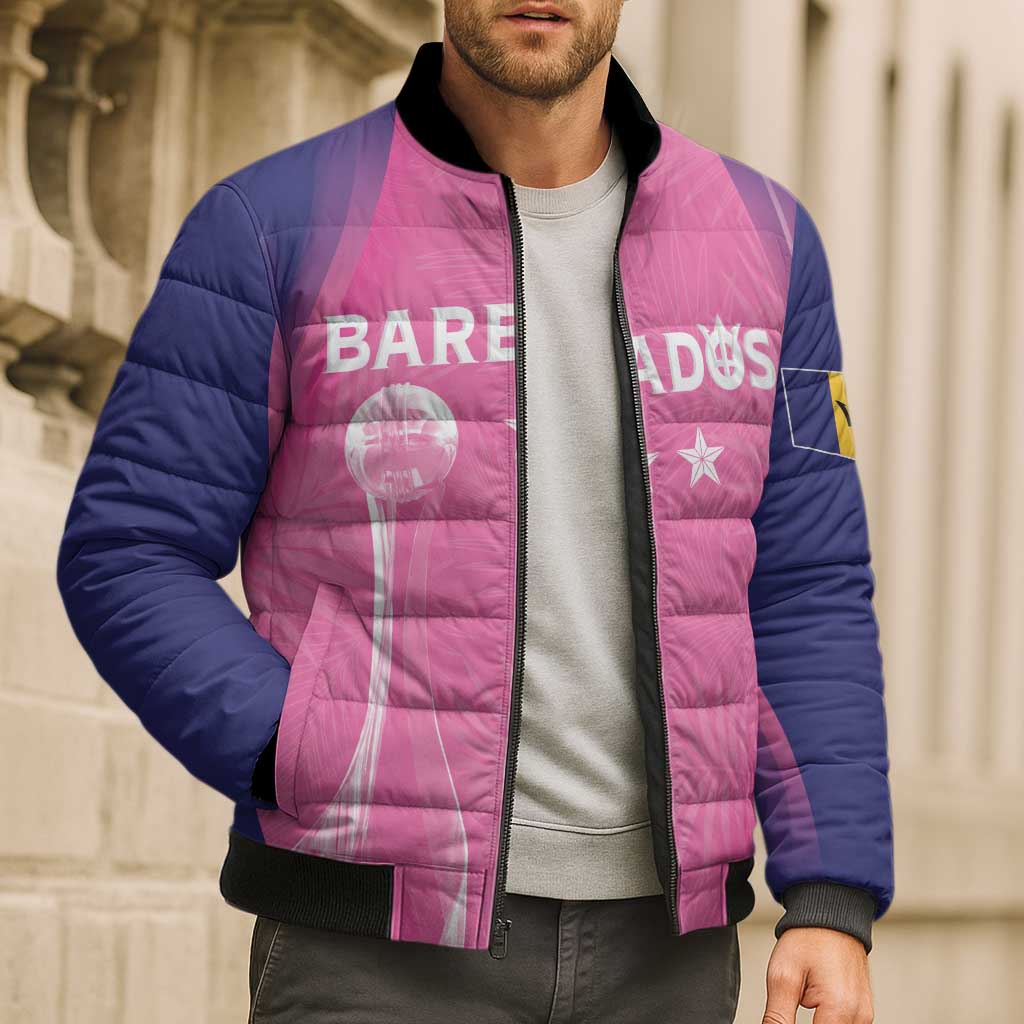 Barbados Cricket Custom Bomber Puffer Jacket Royal Champions - Tropical Vibes - Wonder Print Shop